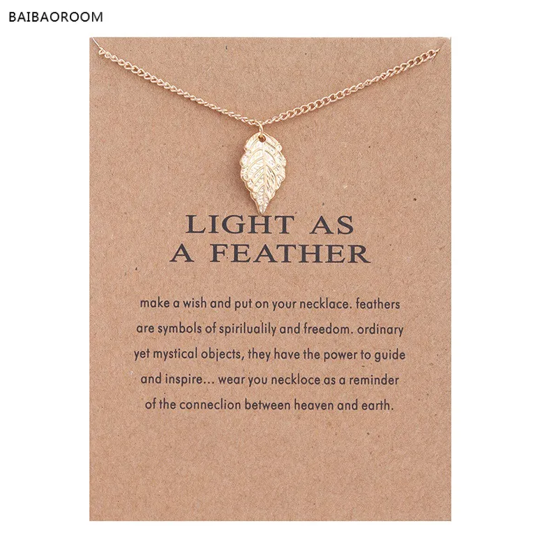 Fashion Jewelry New Gold Plated Leaf Light As A Feather Alloy Pendant Short Necklace