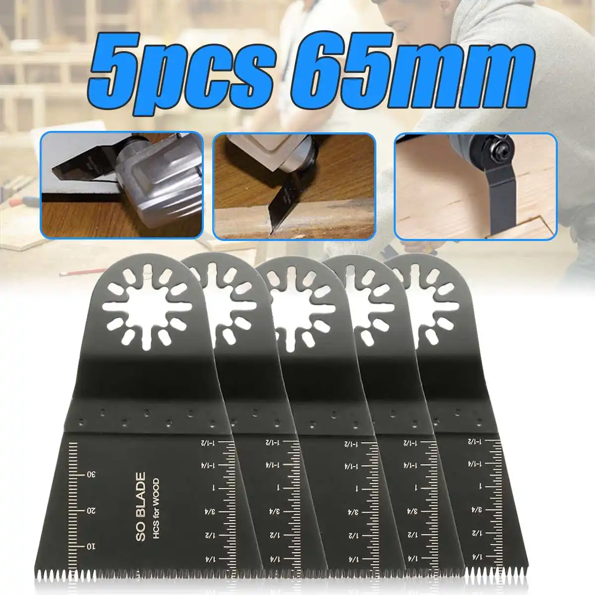 

5pcs 65mm High Carbon Steel E-cut Long Teeth Saw Blade Oscillating Multitool