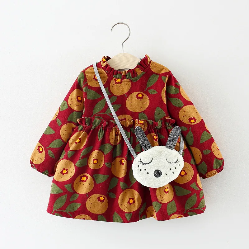 

2018 New Winter Infant Baby Girls Dress Children Thick Warm Fleece Mini Dress with Decoration Kids Toddler 100% Cotton Outerwear