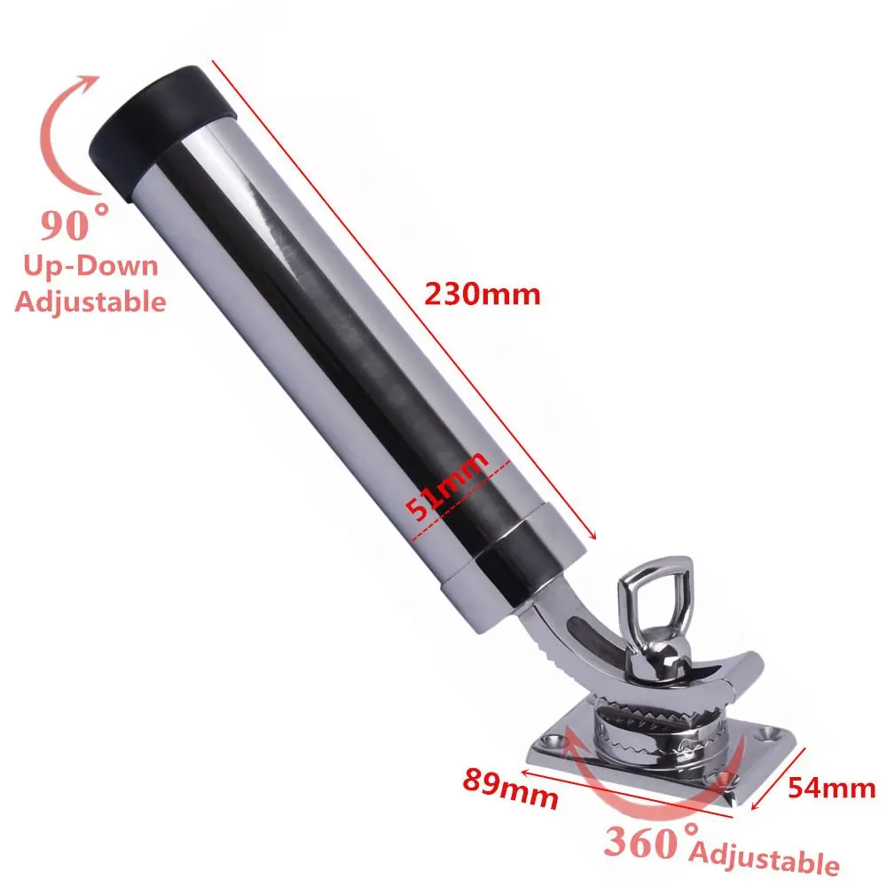  360 Degree Adjustable Fishing Rod Holder Deck Mount 316 Stainless Steel for Marine Boat Yacht