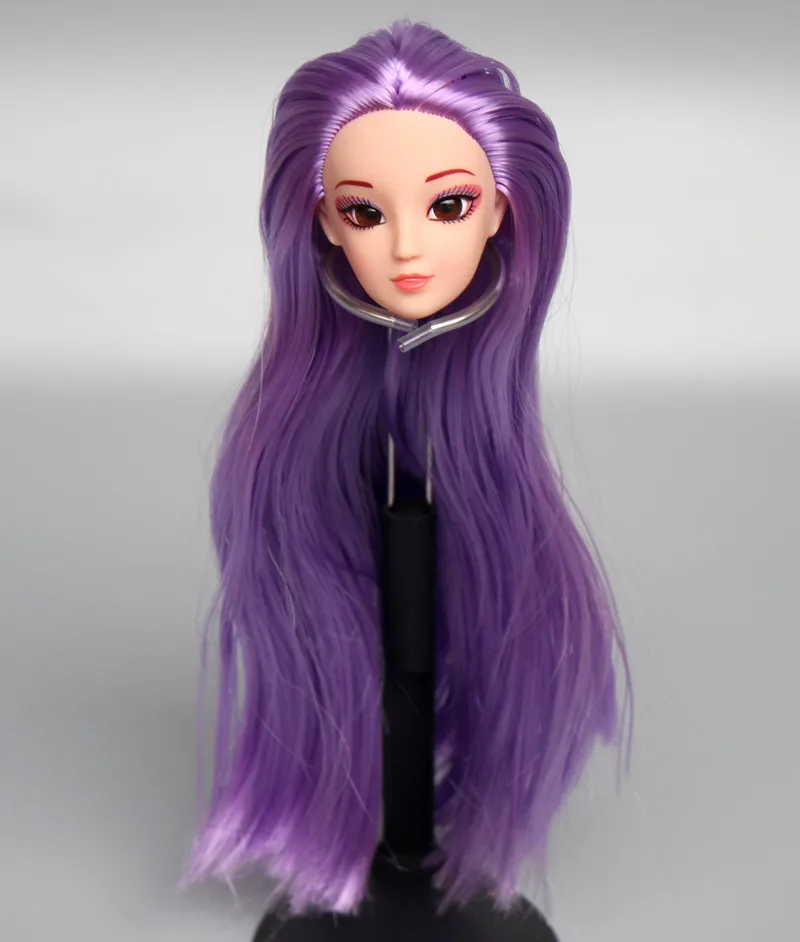 3D настоящие глаза макияж 1/6 кукла голова с прямой толстой челкой волосы виниловые аксессуары для DIY косплей кукла подарок игрушки для девочек