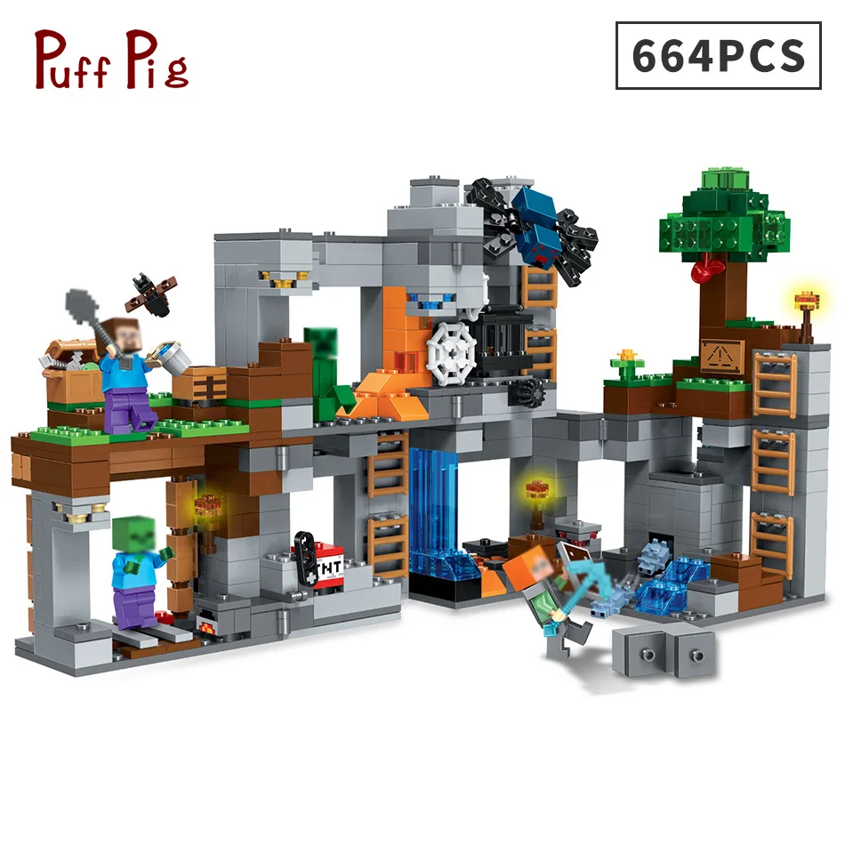 

664pcs Undersea Mine Castle Adventure Building Blocks Compatible Legoing Minecrafted City Bricks Zombie Figures Toy For children