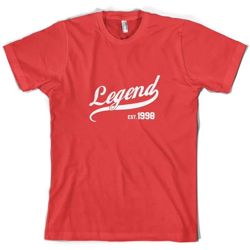 Legend Est 1998 Мужская футболка 10 цветов подарок на 20 й день рождения Подарочная с