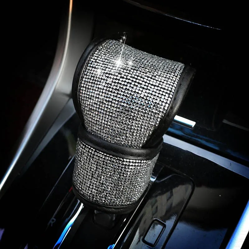 Full Diamond Crystal font b Car b font Gear Shift Collar Cover Glitter Rhinestones Auto Shifter