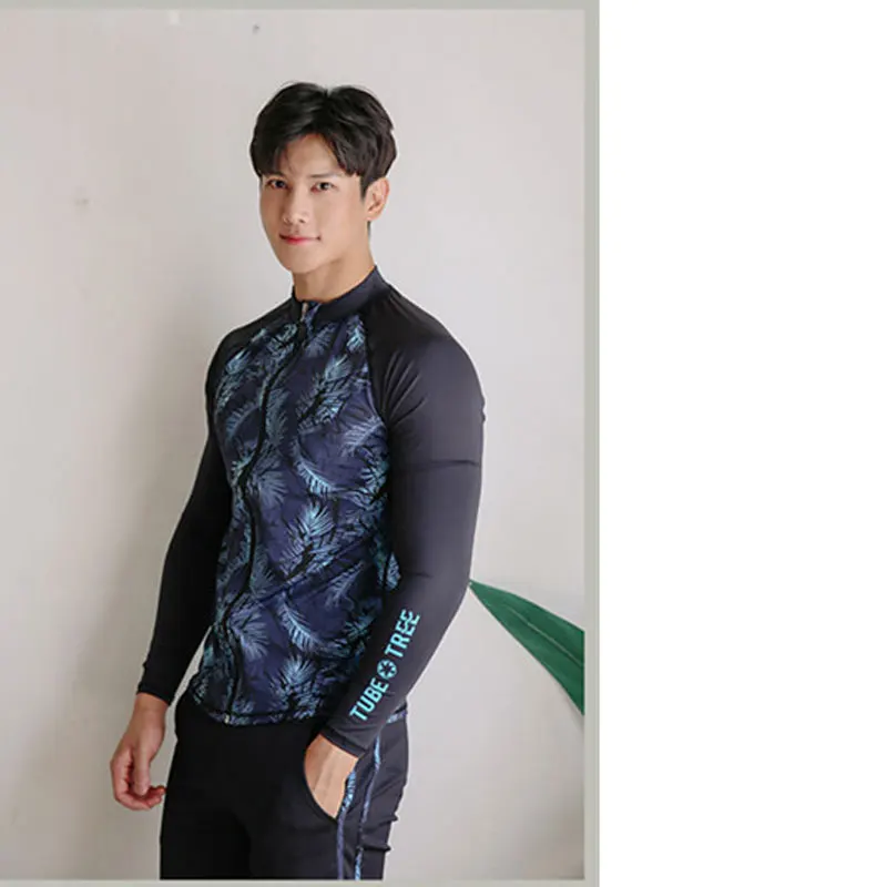 Men's 2 pcs / Women's 3 pcs Set Zip Front Long Sleeve Top and Bottoms Rashguards Swimsuit Swim Sun Shirt Trunks Matching Couples
