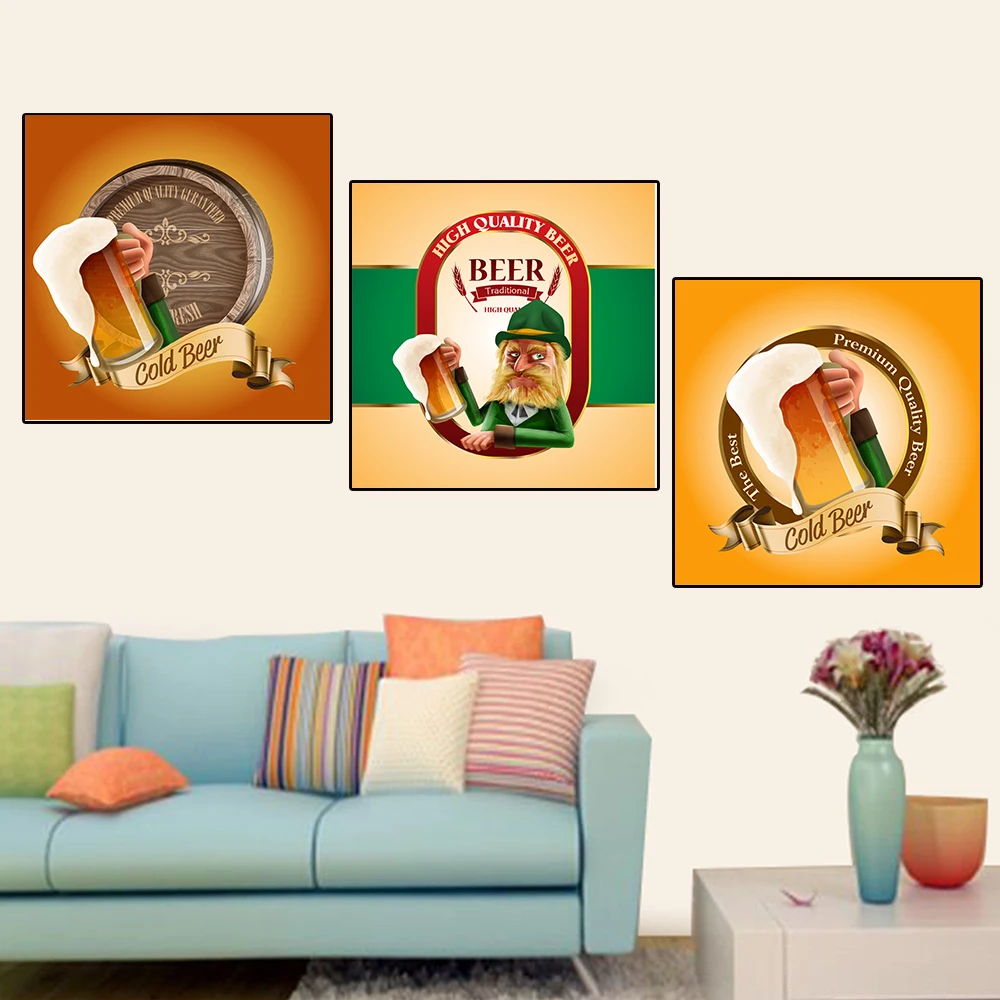 Cartoon Cold Beer Elf Traditional Modern Minimalist Wall Painting Bar