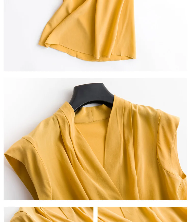 Летняя Брендовая женская рубашка из тяжелого шелка, футболки большого размера без рукавов из чистого шелка, топ короткого размера плюс