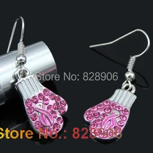 6prs Newst Рак молочной железы ювелирных Серьги, рака груди розовая лента борьба Коробка Прихватки для мангала Серьги