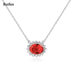 Ruifan модные красные кристаллы стразы кулон 100% Серебро 925 пробы цепи ожерелья с подвесками для Для женщин Jewelry 2018 YNC027