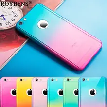 

Roybens Gradient Color 360 Full Body Coverage Case For iPhone 5 5S SE 6 6S Plus Mat Hard PC Cover For iPhone 7 Plus Luxury Case