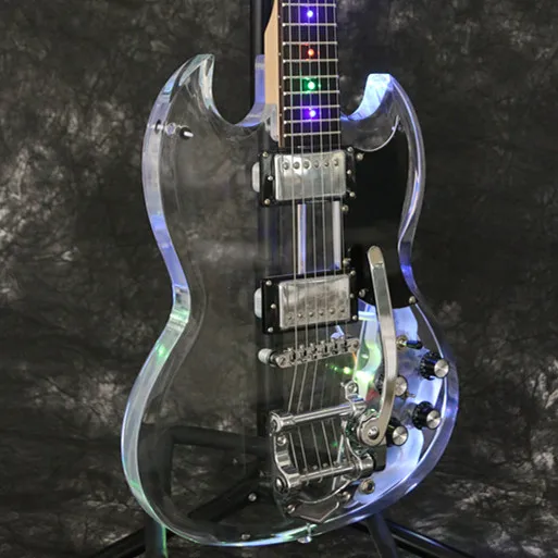 

Custom Shop Free shipping New Arrival Electric Guitar TS-AL1 Pink LED Acrylic Guitar High Quialty More Color Can Choose