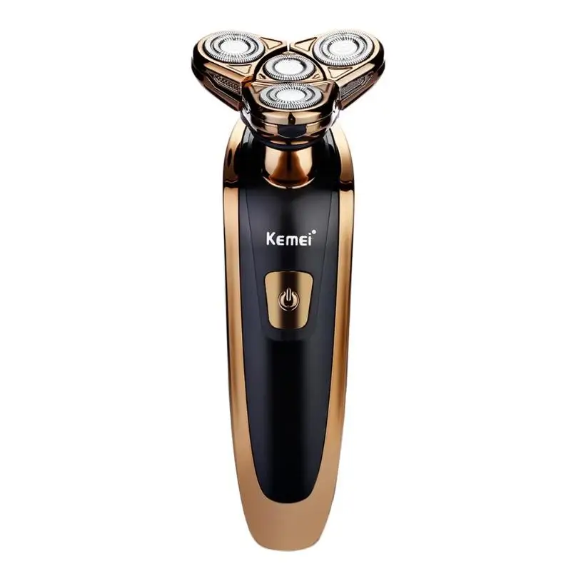 

KM Electric Razor Floating 4 Blade Heads Wireless Gold Beard Hair Clipper Electric Shaver Razor Beard Shaving Machine for Men