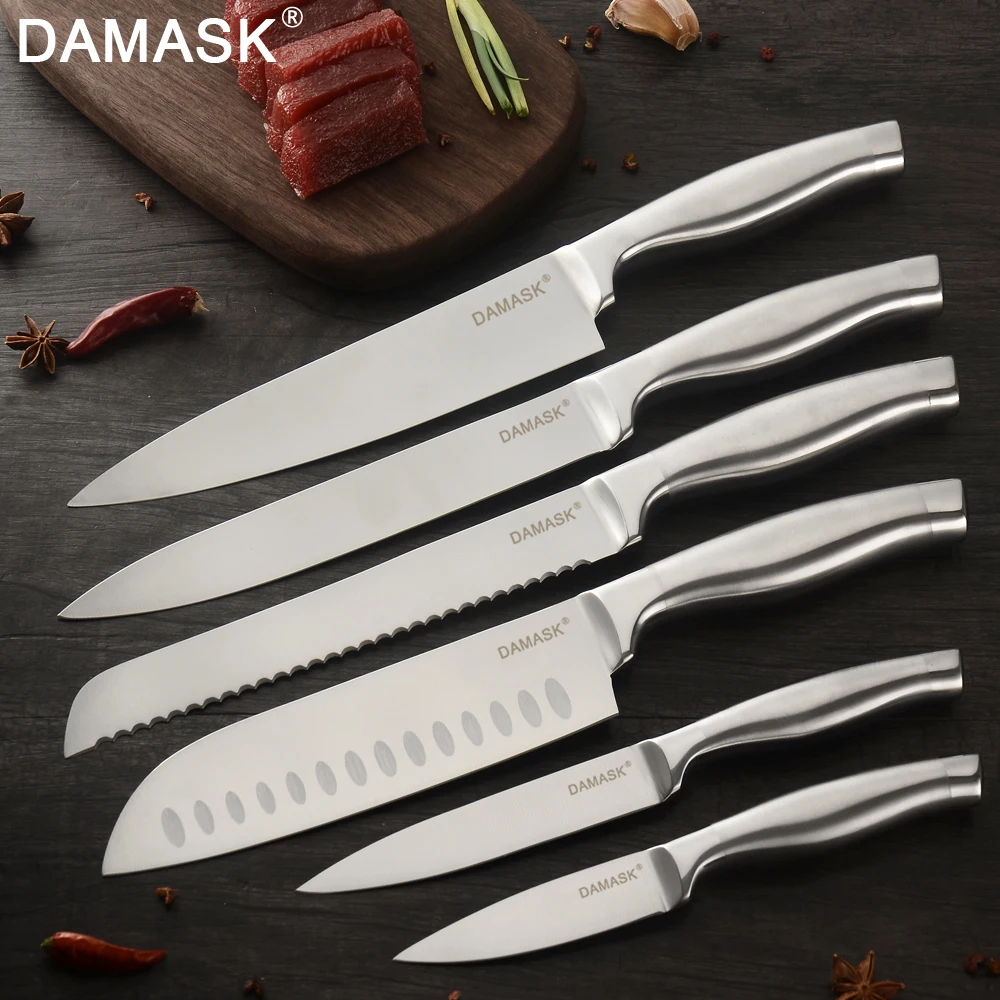 

Damask Stainless Steel Knives Set Fruit Utility Santoku Chef Slicing Bread Cooking Knife Multi-functional Kitchen Cooking Tools