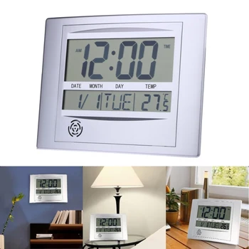 

Calendar Alarm Clock With Digital LCD Thermometer Electronic Temperature Meter Walll Hanging Clock month/date/weekday Calendar