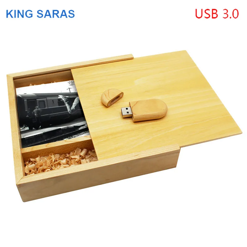 Король SARAS usb 3,0 фон для фотосъемки на заказ деревянные+ коробка usb флеш-накопитель 4 ГБ 8 ГБ 16 ГБ оперативной памяти, 32 Гб встроенной памяти, кленовый, деревянный usb3.0