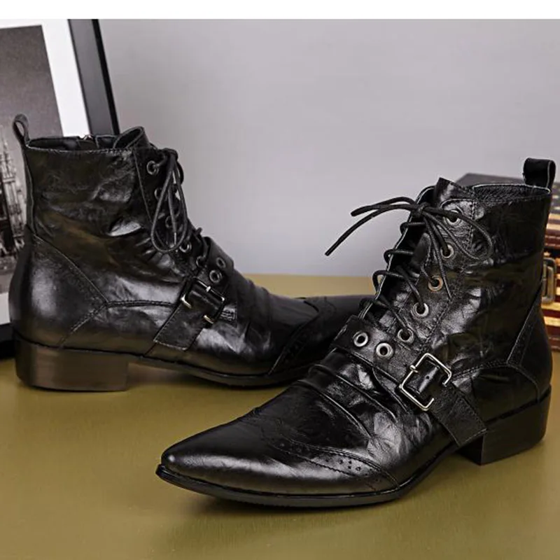 Moto Hommes Bottes Court De Batzuzhi 46 Noir Cuir Nouveaux HommesEu38 Cheville En Up Boucle Sangle Pointu Laçage Bout Concepteur tQrdxshC