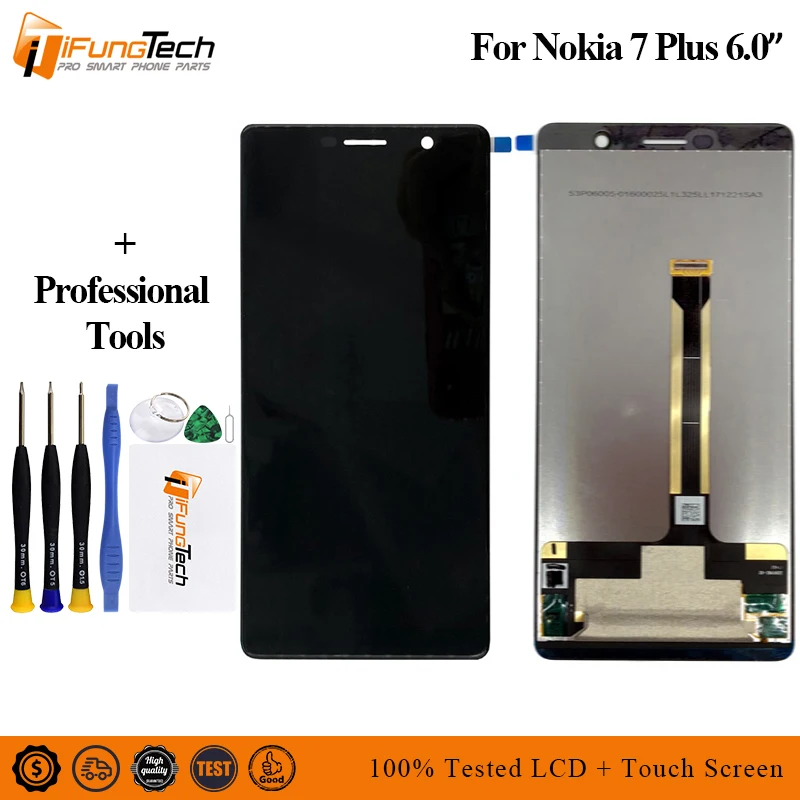 

6.0" New AAA LCD Display for Nokia 7 Plus LCD 7Plus Display Touch Screen TA-1062 LCD Digitizer Replacment for Nokia E9 Plus LCD