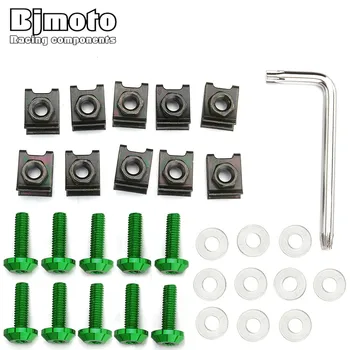 

BJMOTO CNC Aluminum Motorcycle 6mm Body Fairing Bolts Spire Speed Fastener Clips Screw M6 Spring Nuts For Kawasaki Z800 Z900