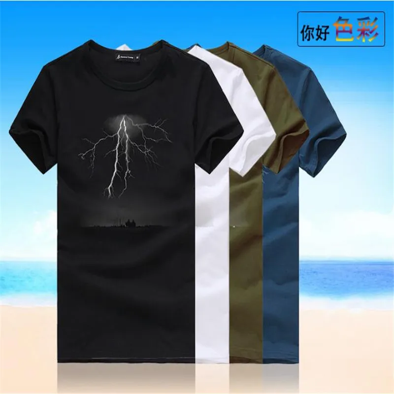 

Printed lightning summer casual men's clothing supply round collar short sleeve T-shirt men's straight cotton T-shirt men s-4xl
