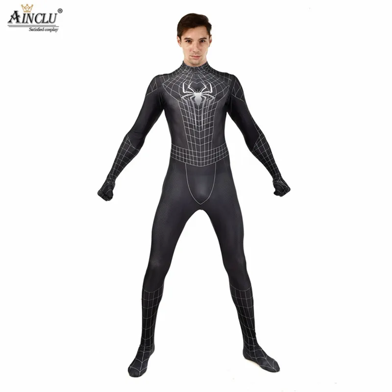 Черный костюм Человека-паука с 3D принтом костюмы Человека-паука для взрослых и детей, детская одежда для костюмированной вечеринки Человека-паука CH