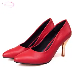 Chainingyee/простые удобные туфли-лодочки для отдыха, пикантные женские туфли на высоком каблуке с острым носком, цвет черный, красный, синий