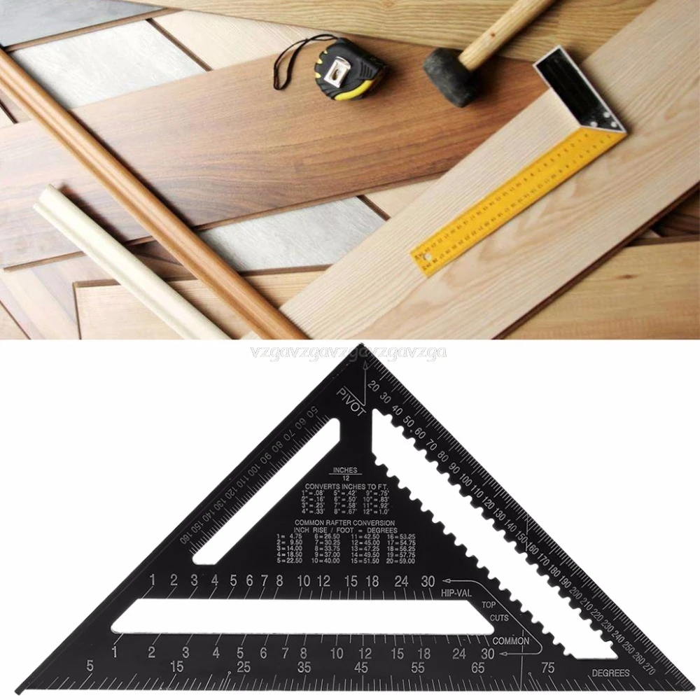 

12Inch Aluminum Alloy Metric Triangle Ruler Angle Protractor Speed Square Woodwork Protractor Gauge Mr15 19 Dropship