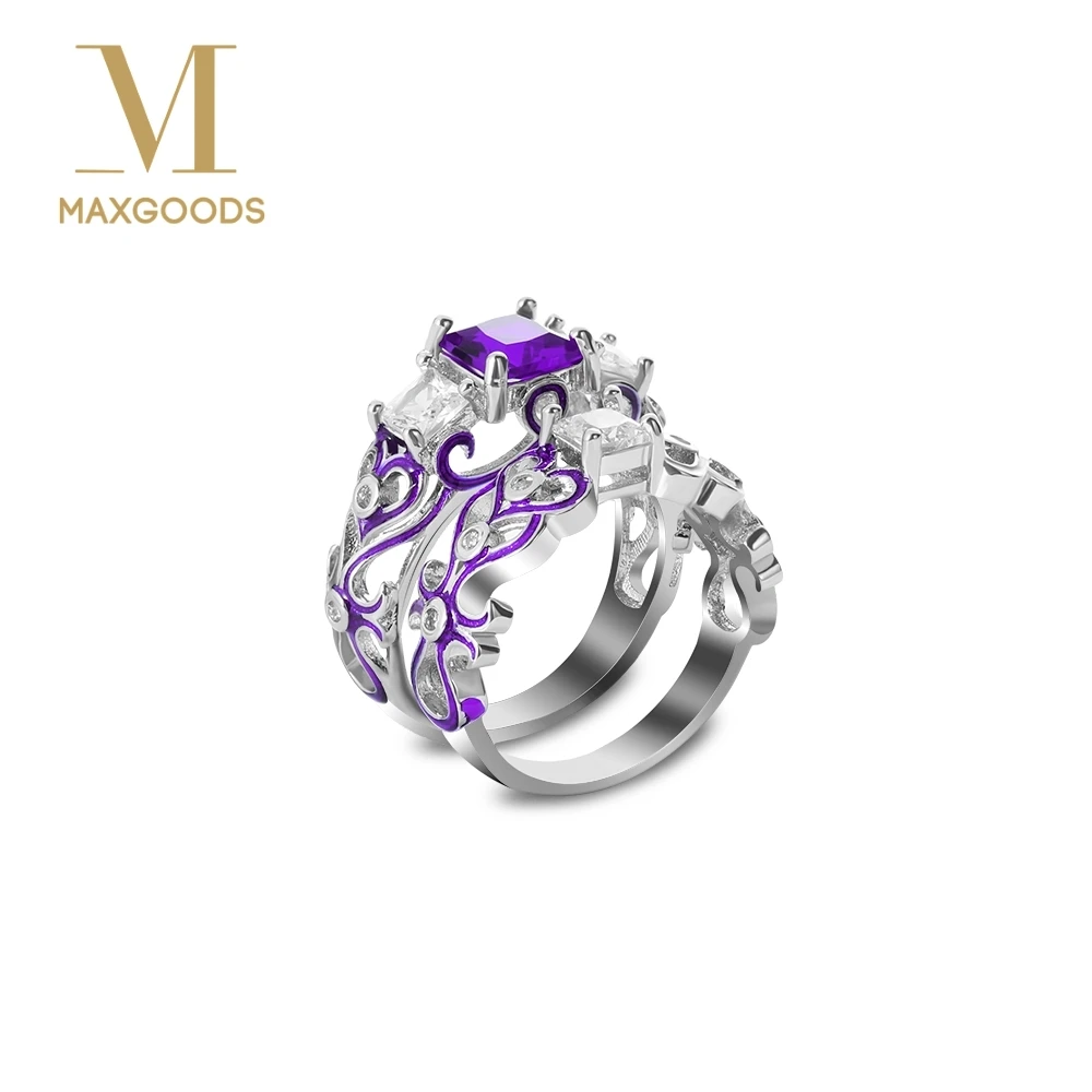 

1Set Silver Plated Square Crystal Engagement/Wedings Rings for Women Enamel Birthday Stone Gift Ring Jewelry Dropshipping