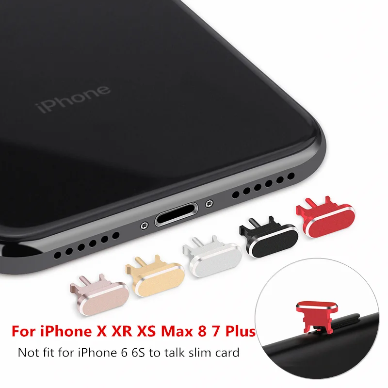 Металлическая алюминиевая Пылезащитная заглушка для iPhone X XR XS Max 8 7 Plus штепсельная