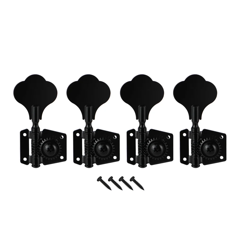 

FLEOR 4PCS 4R Vintage Open Electric Bass Guitar Machine Heads Tuners Tuning Pegs Keys Black 4R for 4 Strings Bass