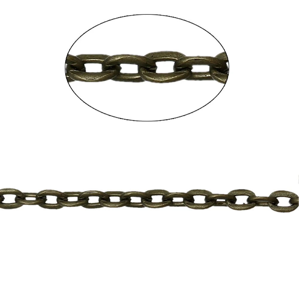 10 متر 3 ملليمتر doreenbeads x 2 ملليمتر برونزية نغمة شقة رابط افتتح سلاسل (B12778)