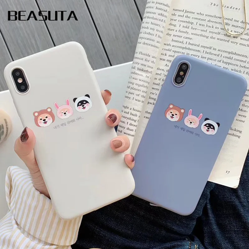 

matte case For iphone XS MAX XS XR 6 6S 7 8 Plus Soft TPU Back Cover Kawaii Shiba Inu Pattern Cases For iphone XS XR case 8 Plus