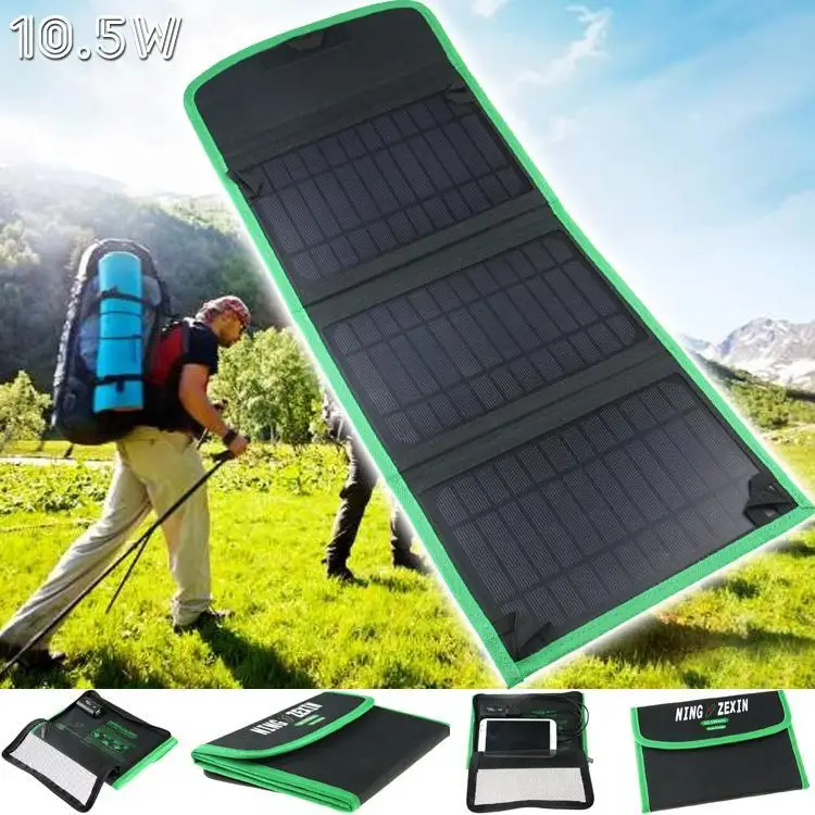 10.5W Solar Charger Waterproof Foldable Outdoor Solar Panel Battery