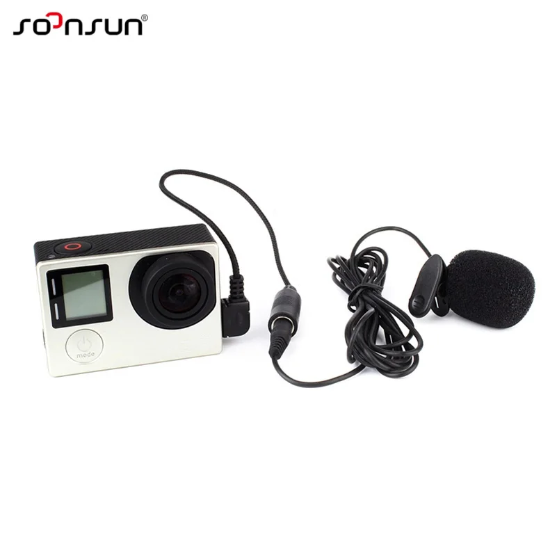 

SOONSUN 3.5mm External Microphone Clip On Mic + Adapter Cable Accessories Kit for GoPro Hero 3 3+ 4 Camera for Go Pro Accessory