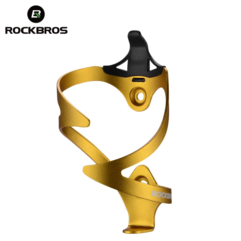 bilateral gold ROCKBROS велосипедный держатель для бутылки с водой ультралегкий алюминиевый сплав 3D геометрический Велоспорт MTB дорожный велосипед Бутылка клетка велосипедные аксессуары - Цвет: bilateral gold