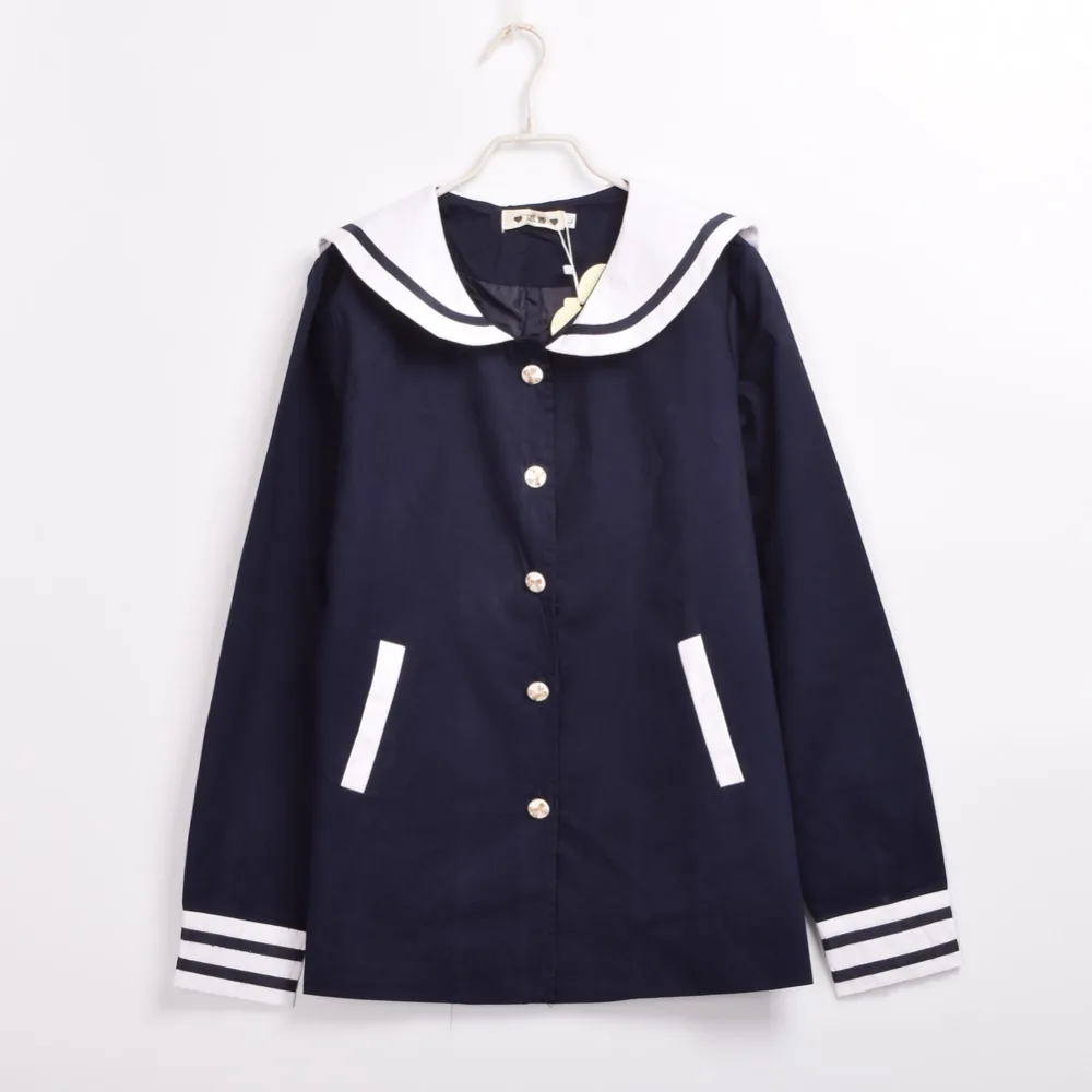 Girls Cat Ears Sailor Collar Lolita Navy Coat HARAJUKU Preppy Student
