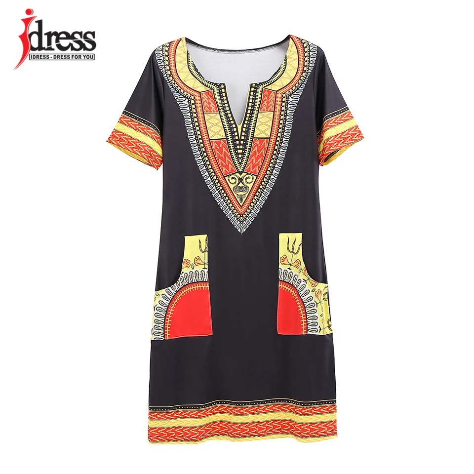 IDress S-XXXL Plus Size Sexy Casual Summer Dress Women Short Sleeve Party Dresses 2017 Black Vintage Traditional Printed Dresses (17)