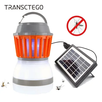 

Solar Powered Mosquito Killer Lamp Bug Zapper Trap Camping Lantern 2in1 Portable USB Anti Mosquito Moth Fly Electric UV Light