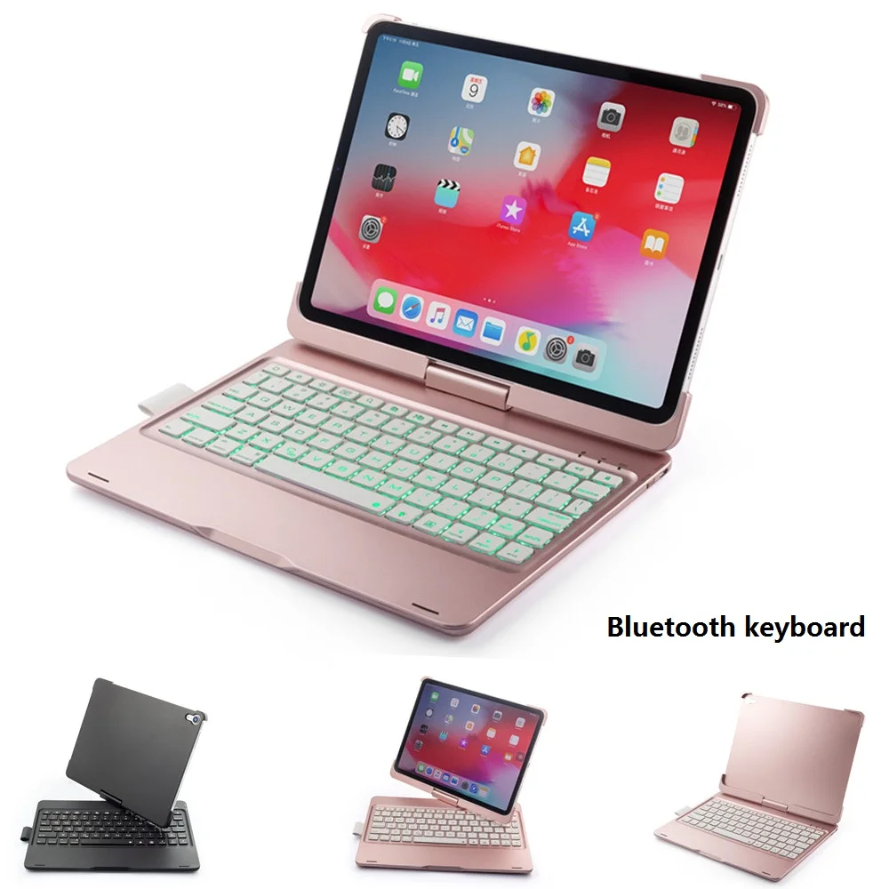 Чехол для iPad 10 2 2020 8th Air 5 2019 7 цветов с подсветкой 360 Вращающаяся Беспроводная Bluetooth