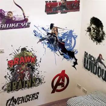 

Hulk super heros wall stickers kids room decor avengers a005. diy pvc home decals cartoon movie mural art poster 4.0