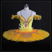 Классическая балетная пачка, профессиональные танцевальные костюмы для концертных взрослых, желтая юбка-пачка 12 слоев AT1047