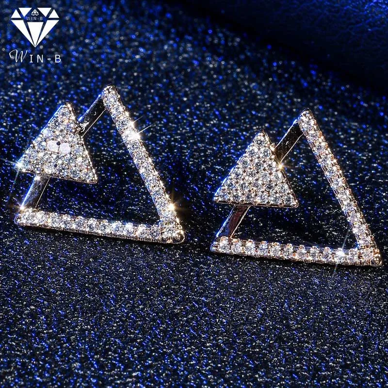 

WIN-B European American Trinkets Triangle Zircon Earrings Zircon Stud Earrings Women Earrings Wholesale brincos boucles femme