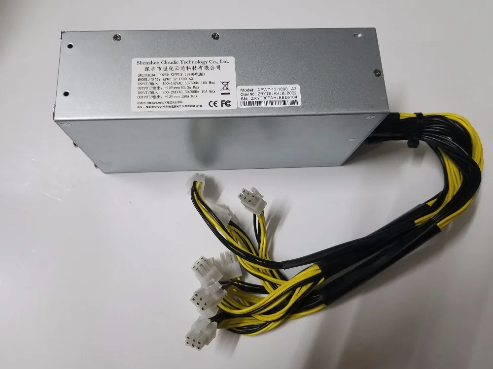 APW7-12-1800 BITMAIN PSU 1800W для ANTMINER V9 T9+ S9 S9i S9j L3+ D3 Z9 мини Байкал BK-X BK-G28 Innosilicon A9 A10