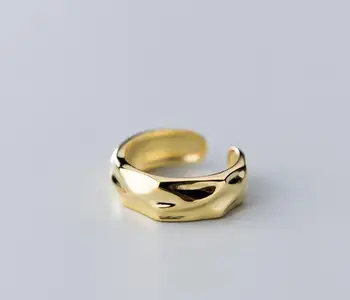 

18K Yellow Gold Plated 100% Authentic REAL.925 Sterling Silver Gold Irregular band Rings adjust GTLJ1641