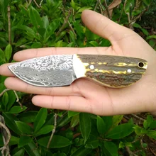 Portable Damascus Steel Small Straight Knives Outdoor Survival Hunting Camping Tea Knife Collection Gift EDC Tools Faca Cuchillo 1piece damascus steel knife blanks gift collection straight knife tea knife blanks tea tools needle