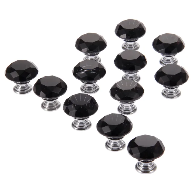 Best Offers DRELD 12Pcs Black Crystal Cabinet Knobs and Handles Cupboard Closet Drawer Knobs Pulls Diamond Shiny Kitchen Furniture Handles Best Offers DRELD 12Pcs Black Crystal Cabinet Knobs and Handles Cupboard Closet Drawer Knobs Pulls Diamond Shiny Kitchen Furniture Handles