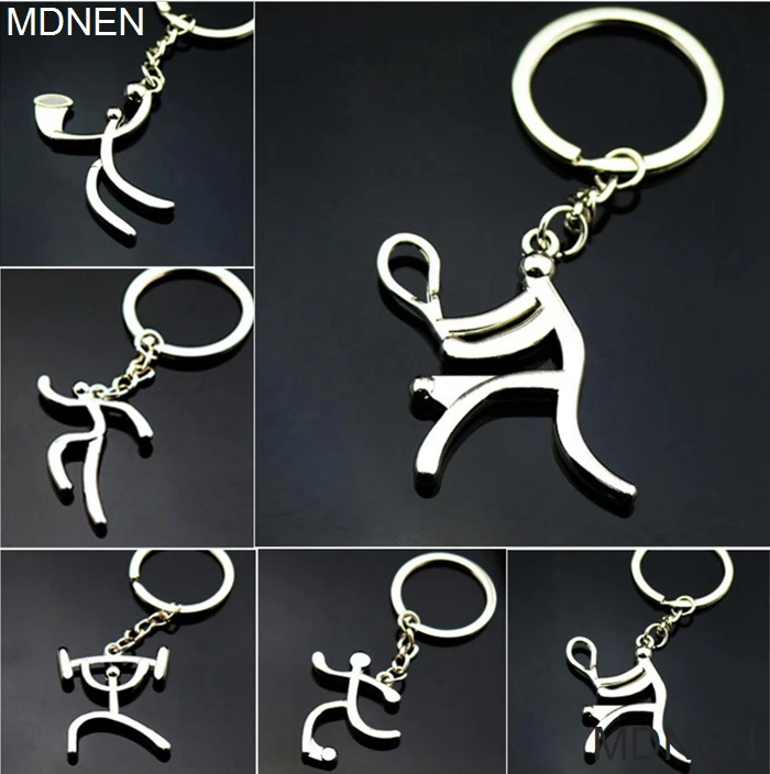 5PCS/Set, Sport Goods Keychain, Silver Athlete Sport KeyChain, Keyring