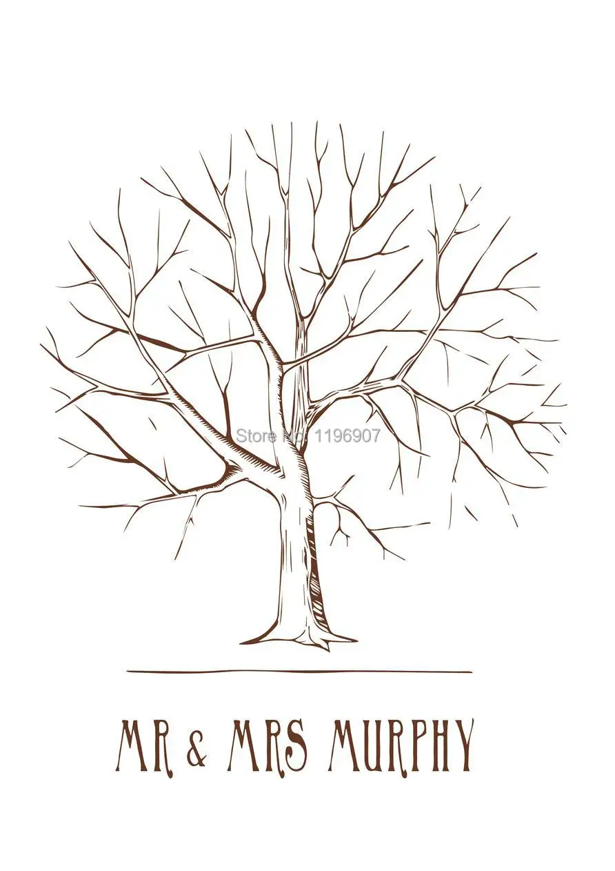 6080 CM Pesta Pernikahan Sidik Jari Buku Tamu Vintage Pohon Cetakan