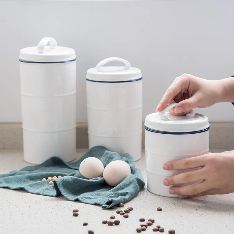 Nordic Ceramic Sealed Canister Tea Cans Fresh Keeping Tank Milk Powder Candy Bottle Coffee Beans St - 32958186106