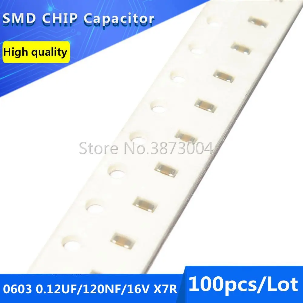 

100 шт. 0603 мкФ Ф 0,12 НФ 16 В X7R 10% SMD чип конденсатор