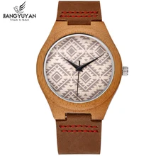 Retro Natural Handmade Bamboo Wooden Watches Men Quartz Soft Genuine Leather Strap Wood Watch Coffee Brown His Gift reloj hombre